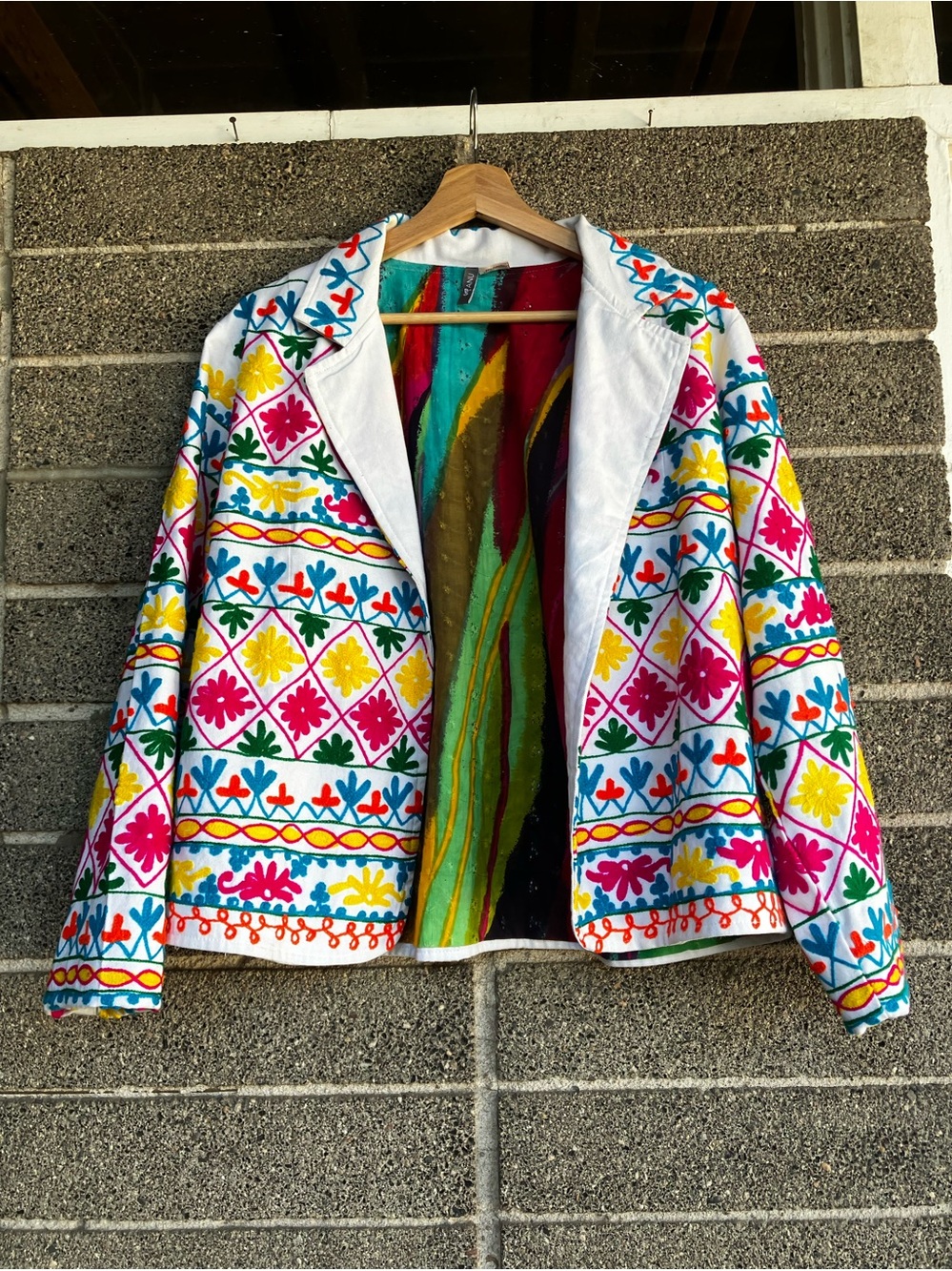 White Embroidered Unstructured Jacket